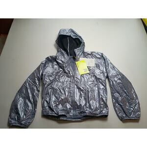 Fantastic All in Motion Metallic Silver Hooded Windbreaker Jacket